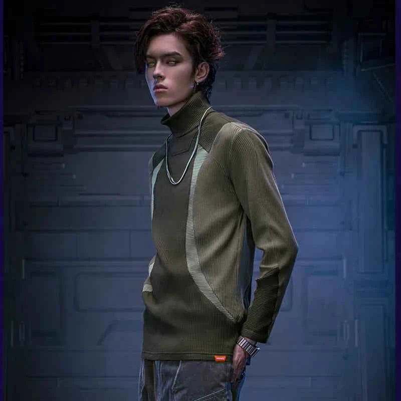 Slim Fit Punk Color Blocked Sweatshirt
