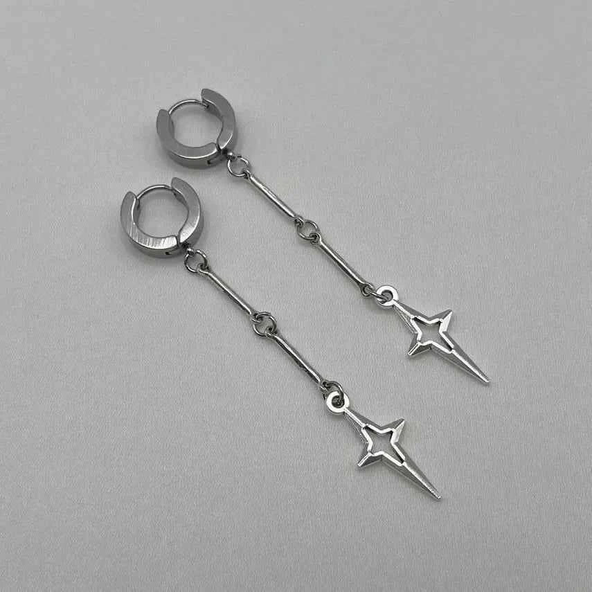 Y2K Gothic Cross Punk Star Drop Earrings