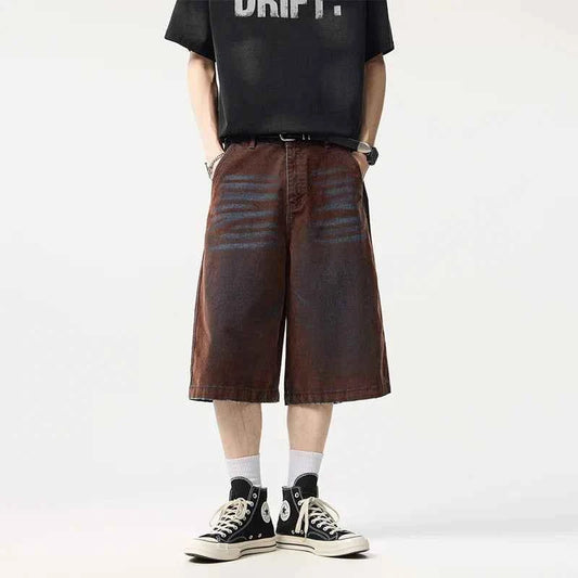 Insulated Cool Brown Washed Wide Leg Jorts