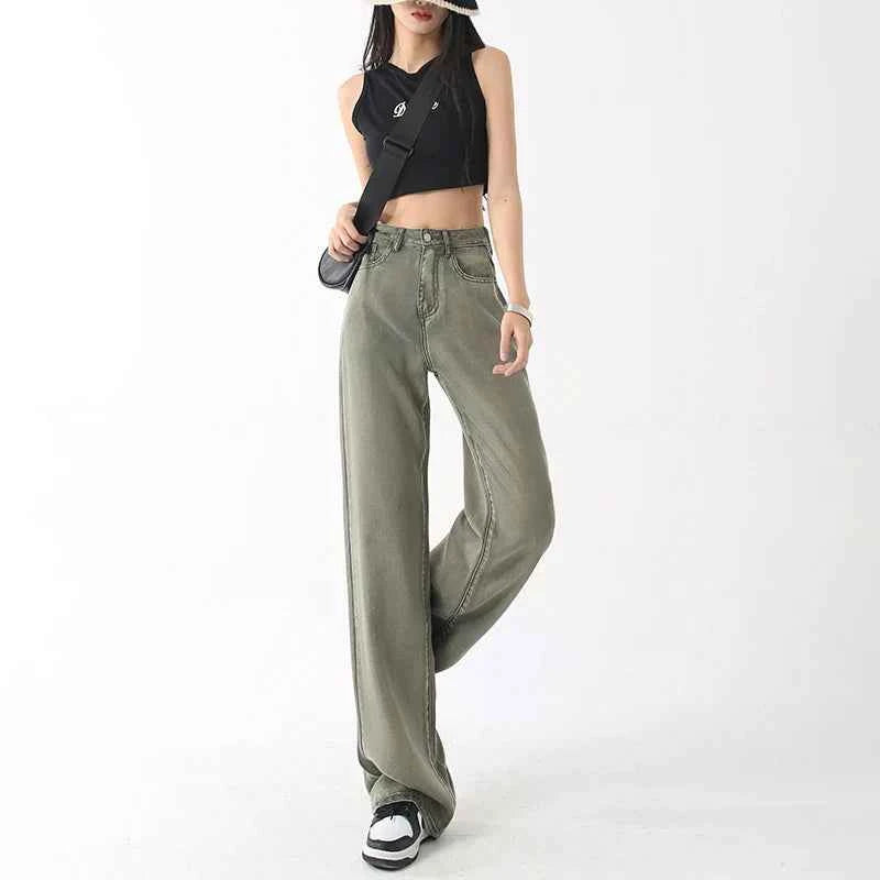 Flexible Slim High Waisted Wide Leg Jeans