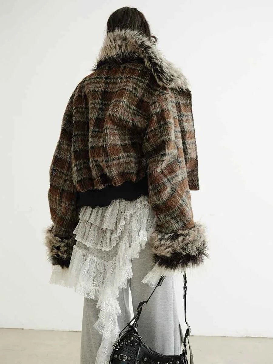 Women Retro Essential Chic Solid Fur Jacket