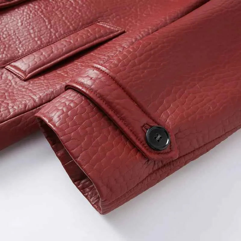 Autumn Loose Fit Genuine PU Leather Jacket