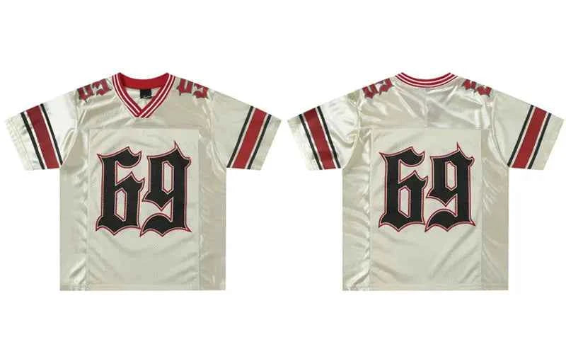 Plush Graphic Print Patchwork V-Neck Sport T-Shirt