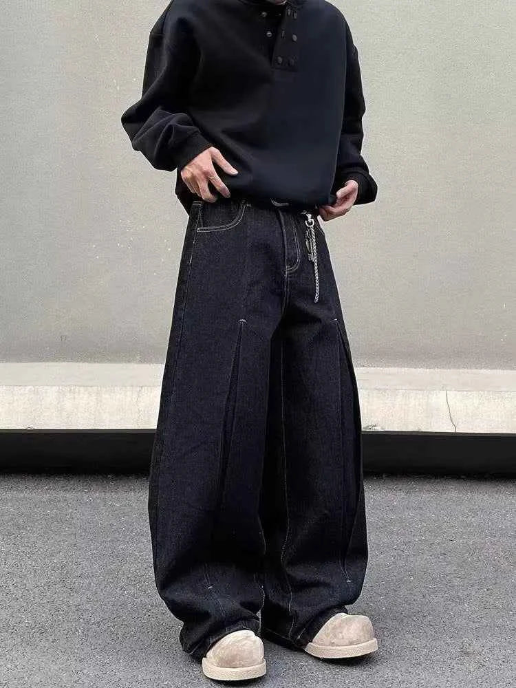 Wardrobe Staple Black Baggy Wide Leg Denim Jeans
