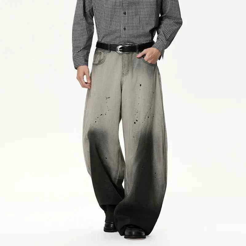 Splash Ink Gradient Color Wide Leg Jeans