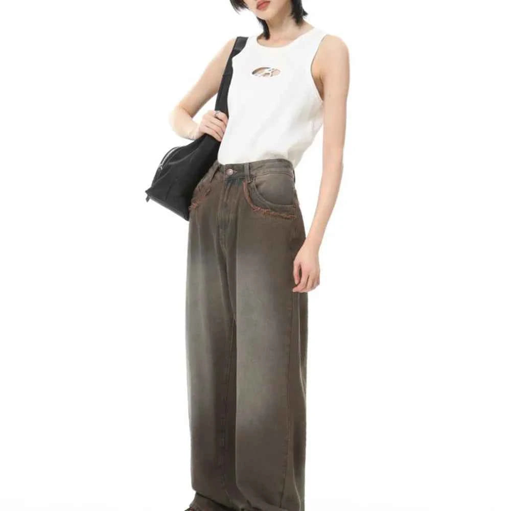 Streetwear Washed Retro Casual Pants Spring Jeans