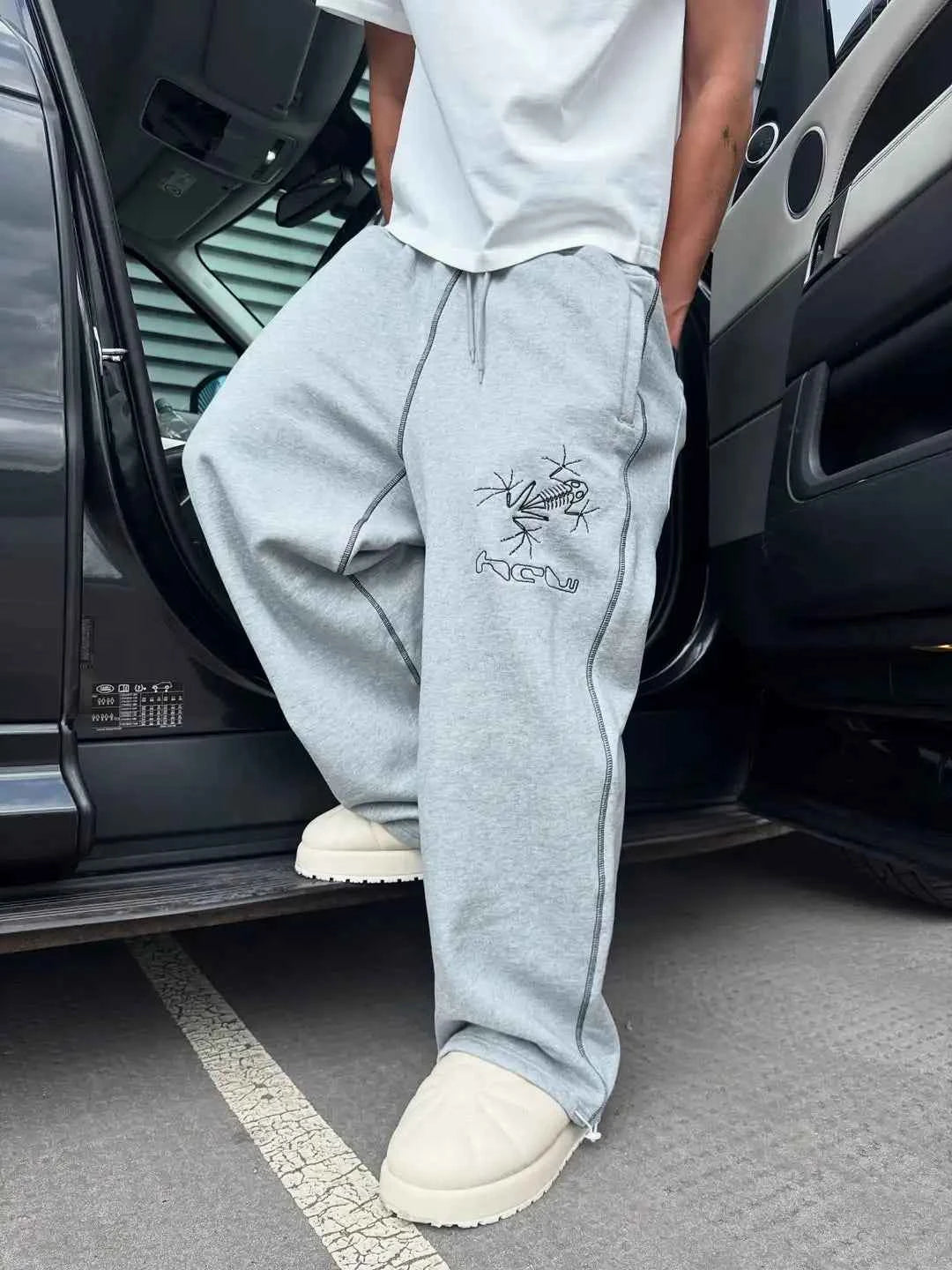 Utility Vibe Striped Trendy Wide Leg Sweatpants