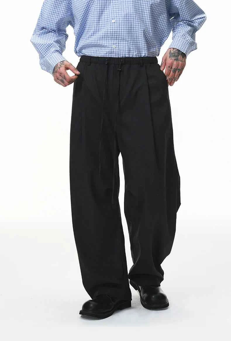 American Solid Color Relaxed Fit Linen Wide Leg Pants
