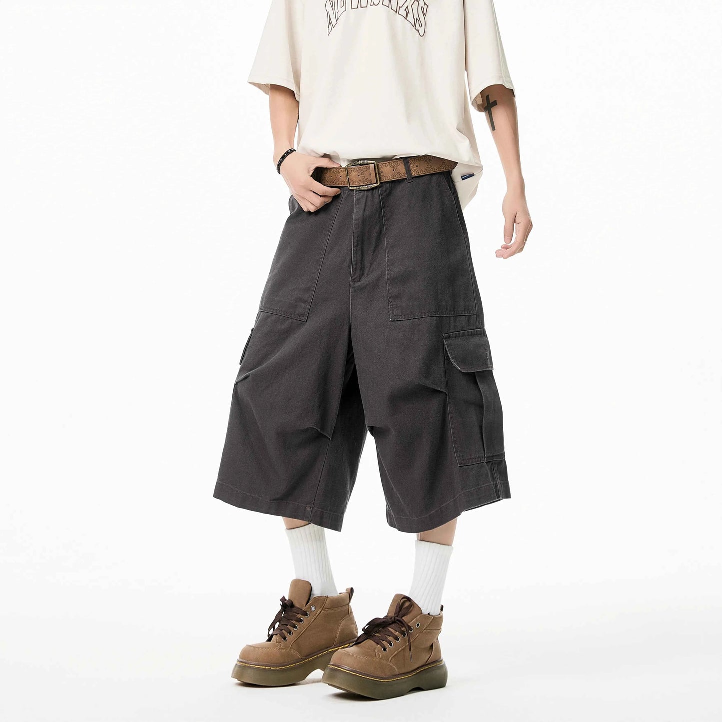 American Style Streetwear Cotton Cargo Utility Jorts