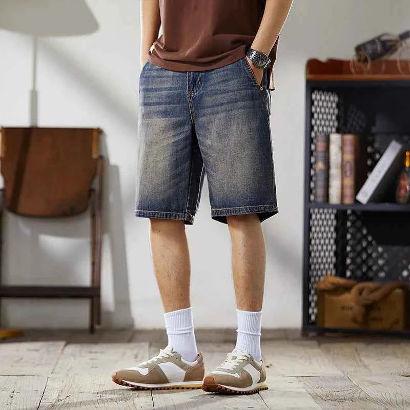 Versatile American Style Retro Washed Denim Short