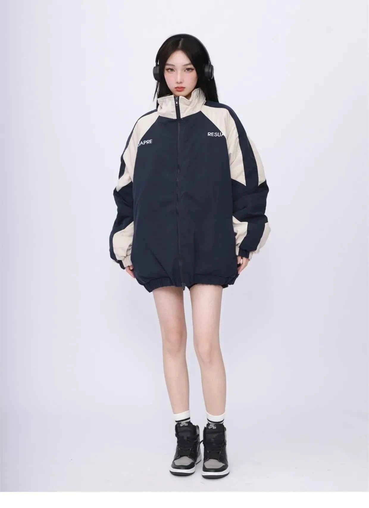 Oversized Energy Streetwear Patchwork Windbreak Jacket