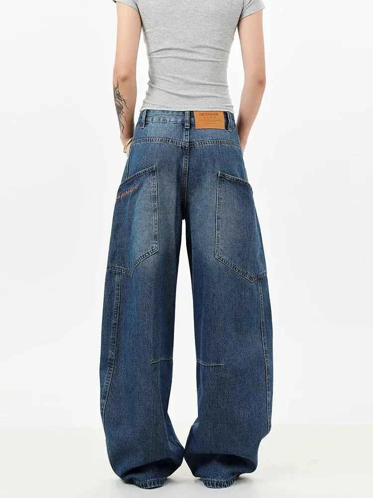 Straight & Sleek Deep Blue Curved Knife Cargo Jeans