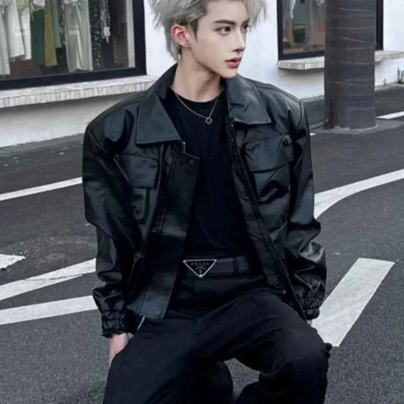 Handsome American Retro Motorcycle Leather Jacket