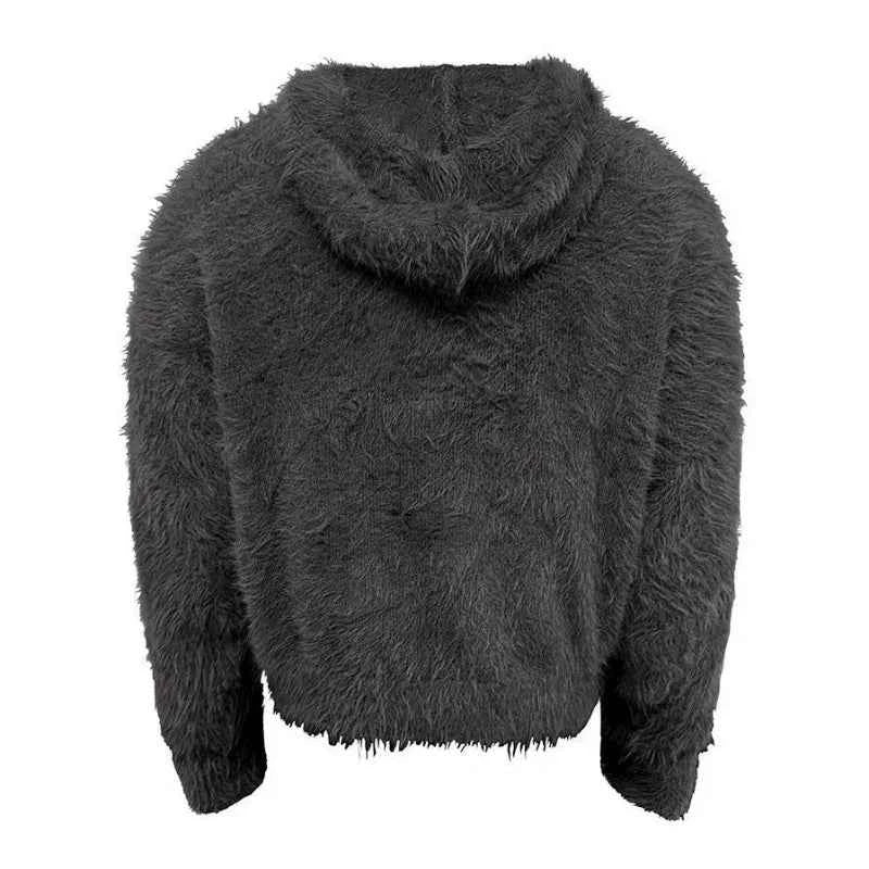 Retro Cozy Knitted Half Zipper Hoodie