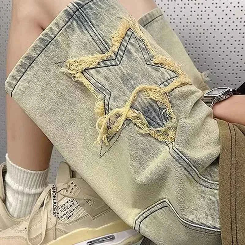 Yellow And Yellow Clay Star Patchwork Short