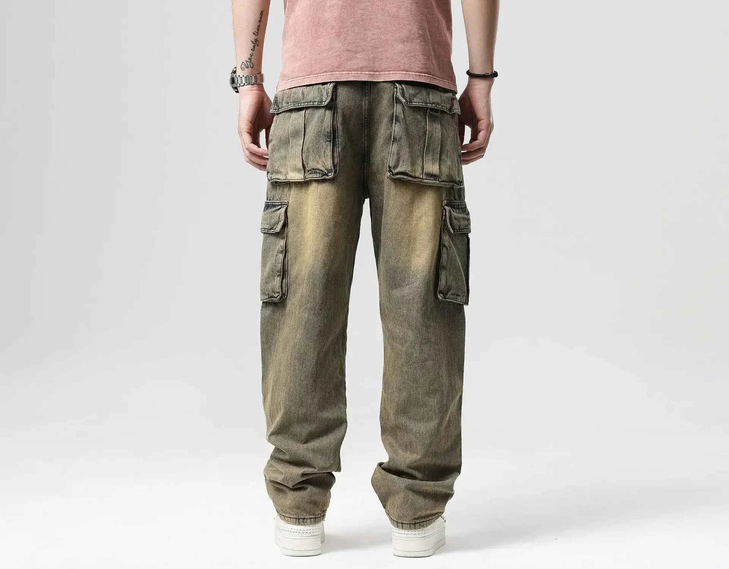 High Waist Distressed Baggy Straight Jeans