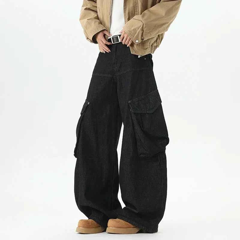 Streetwear High-Street Wide Leg Cargo Jeans