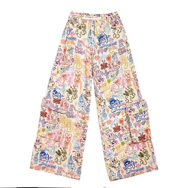 Colorful Hip Hop Cargo Wide Pants