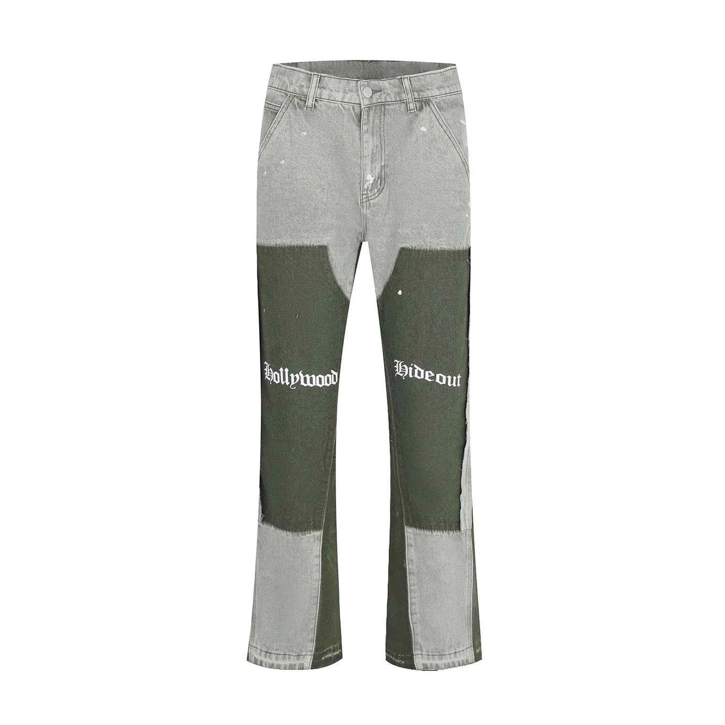 Green Graffiti Vintage Distressed Flared Jeans