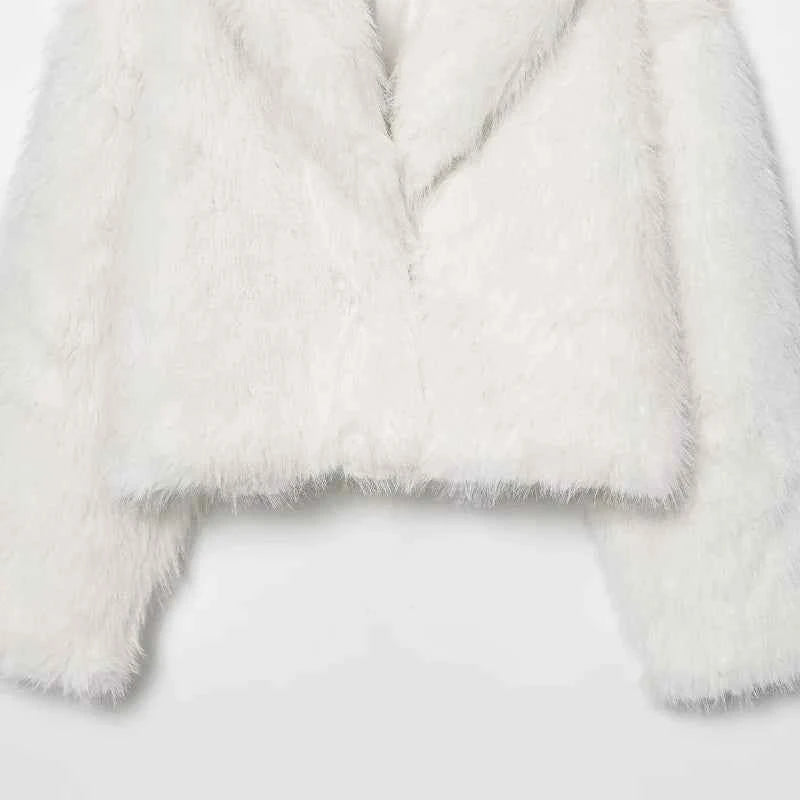Comfortable Elegant White Faux Fur Casual Jacket