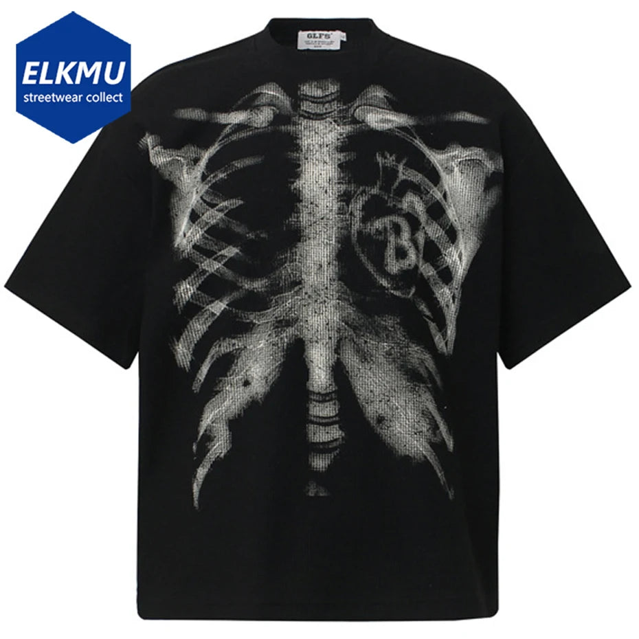 Skeleton Graphic  Streetwear Oversized T Shirt