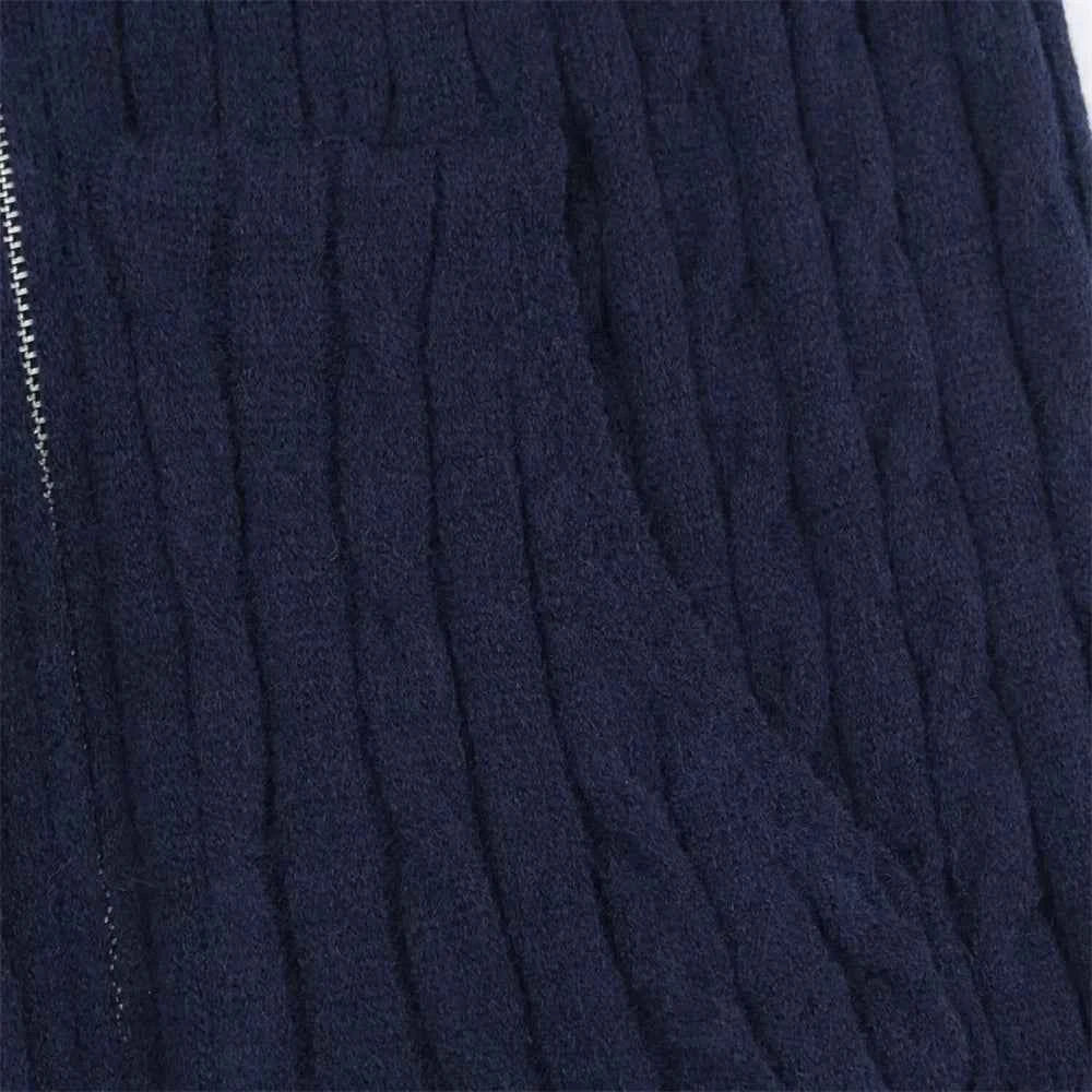 Effortless Slim Fit Zipper Hooded Cardigan