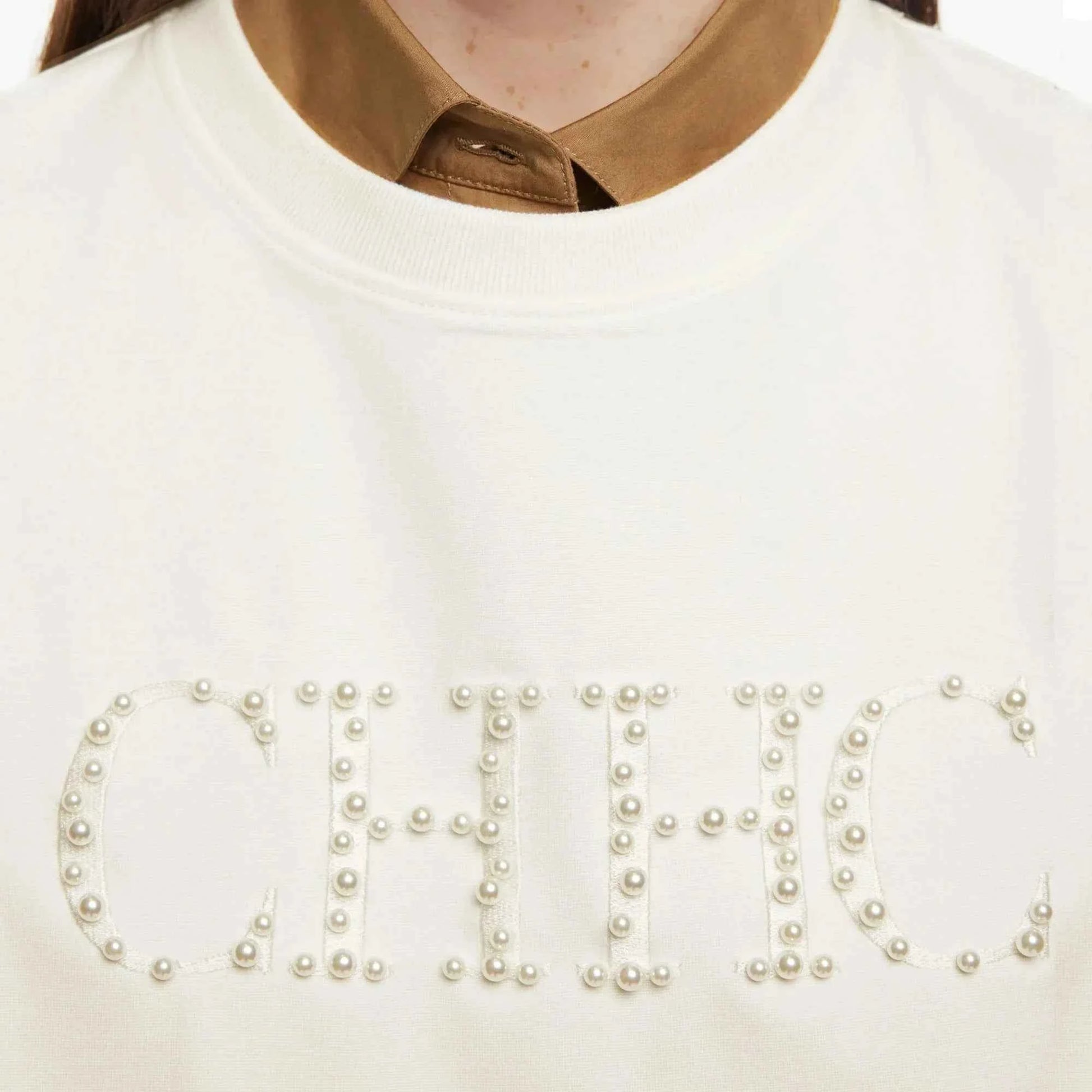 Winter Chic Beaded O-Neck Sweatshirt