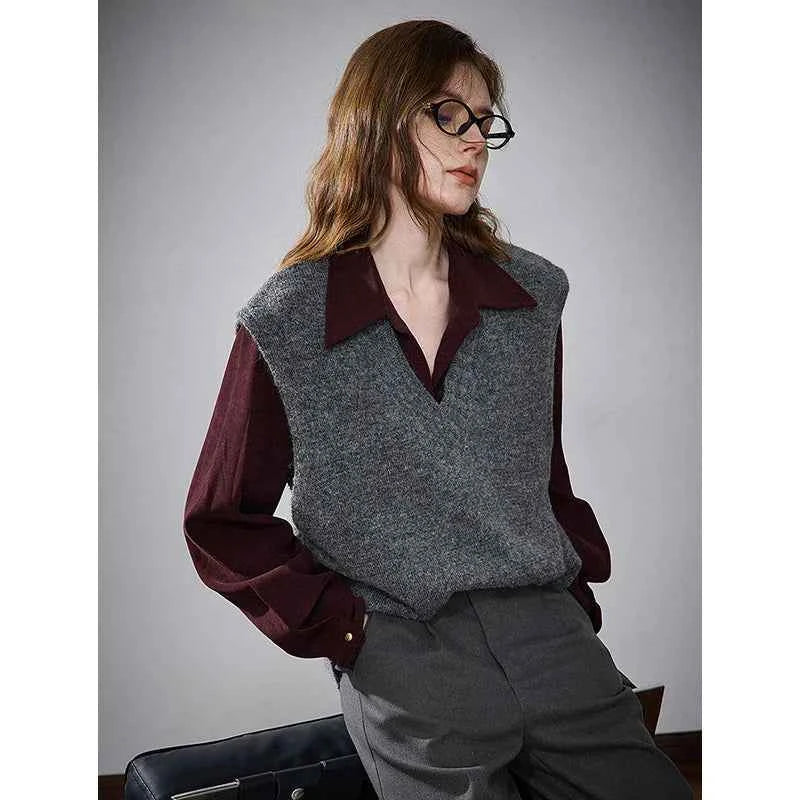 Warm Alpaca Wool V-Neck Sleeveless Sweater