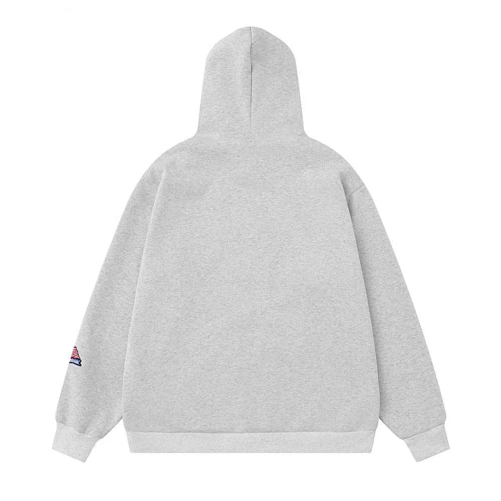 Retro Contrast Paneled Casual Front Pocket Hoodie