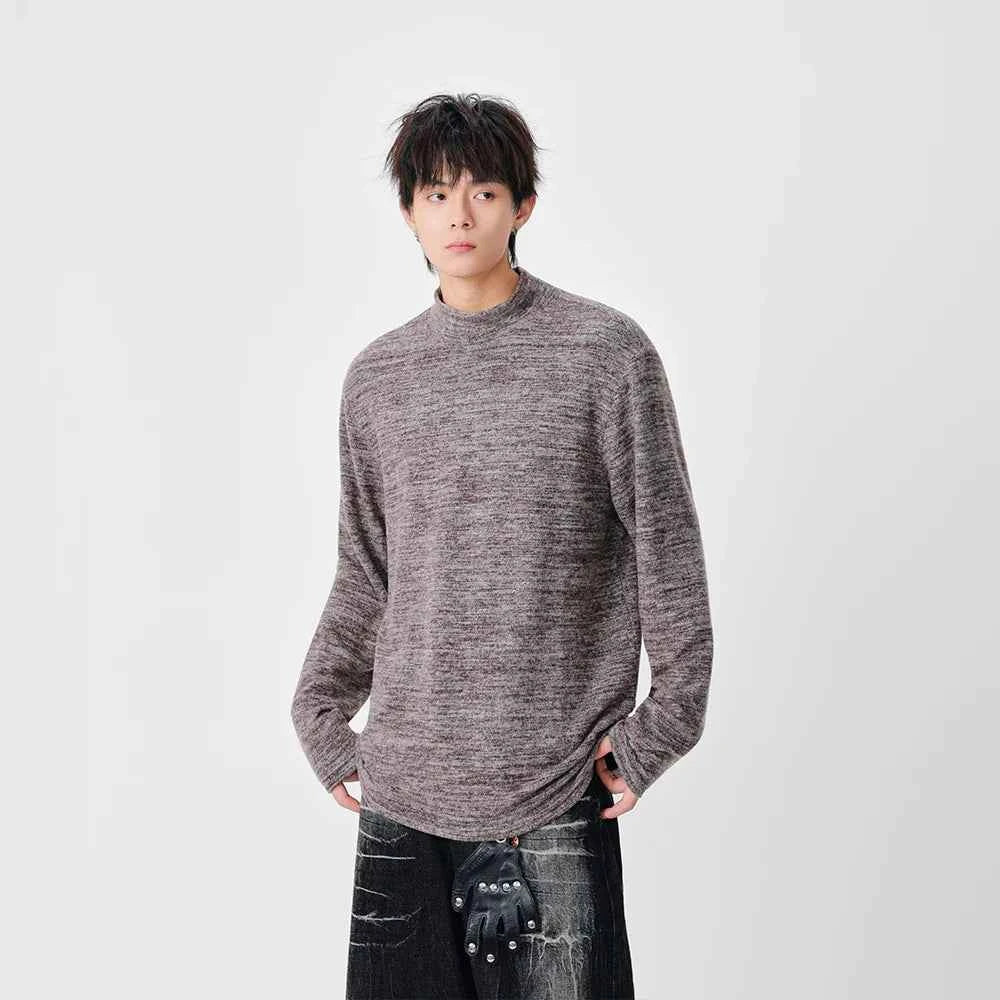 Lightweight Textured Knit Mock Neck Sweater