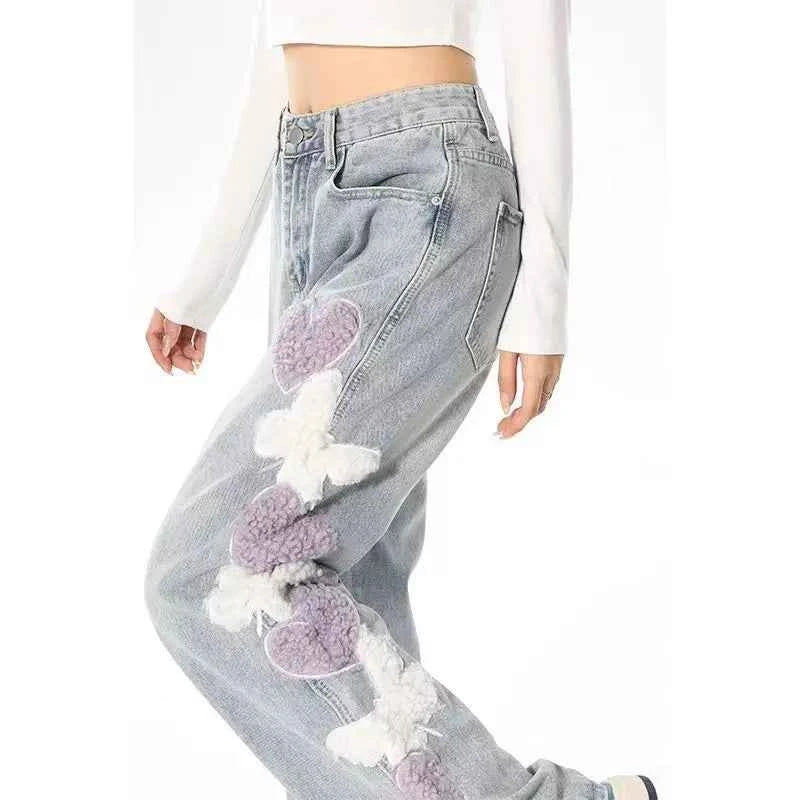Women Butterfly Pattern 3D Jeans
