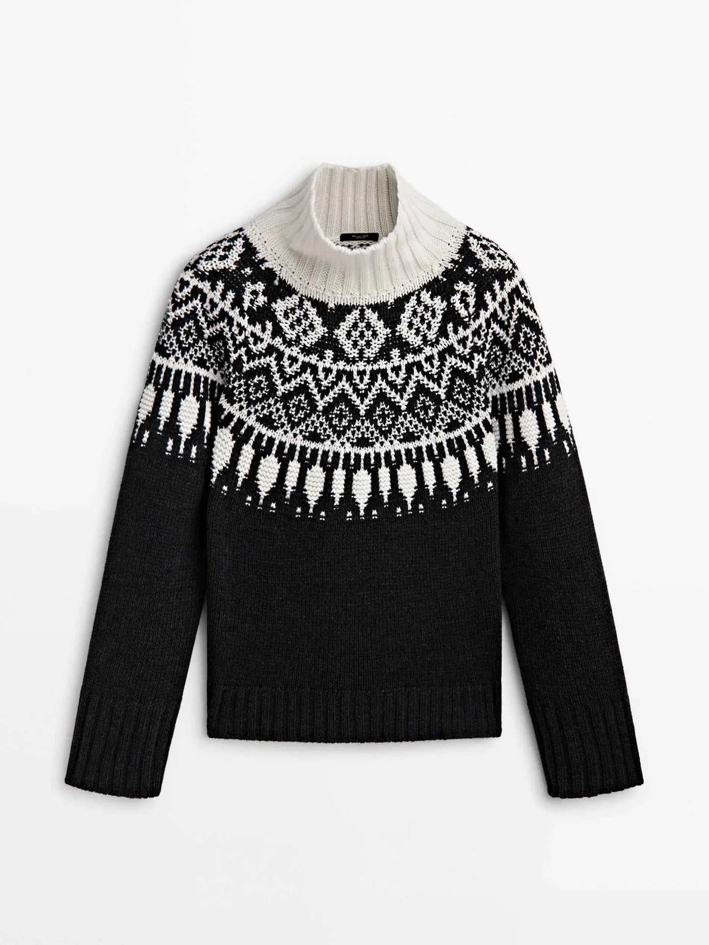 Classic Ethereal Spring Style Jacquard Turtleneck Sweater