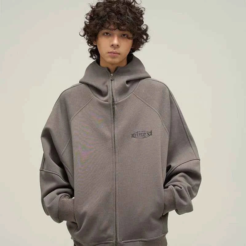 Punk Oversized Letter Embroidered Stand Sweatshirt
