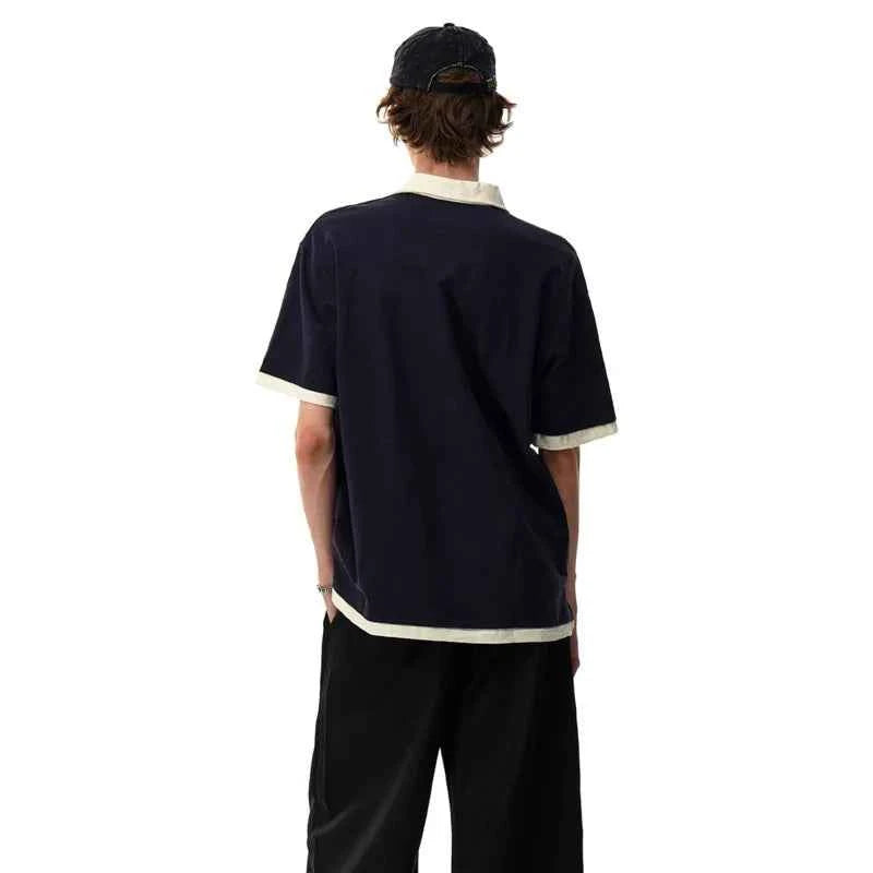 Classic Comfort Splicing Short Sleeve Polo Shirt