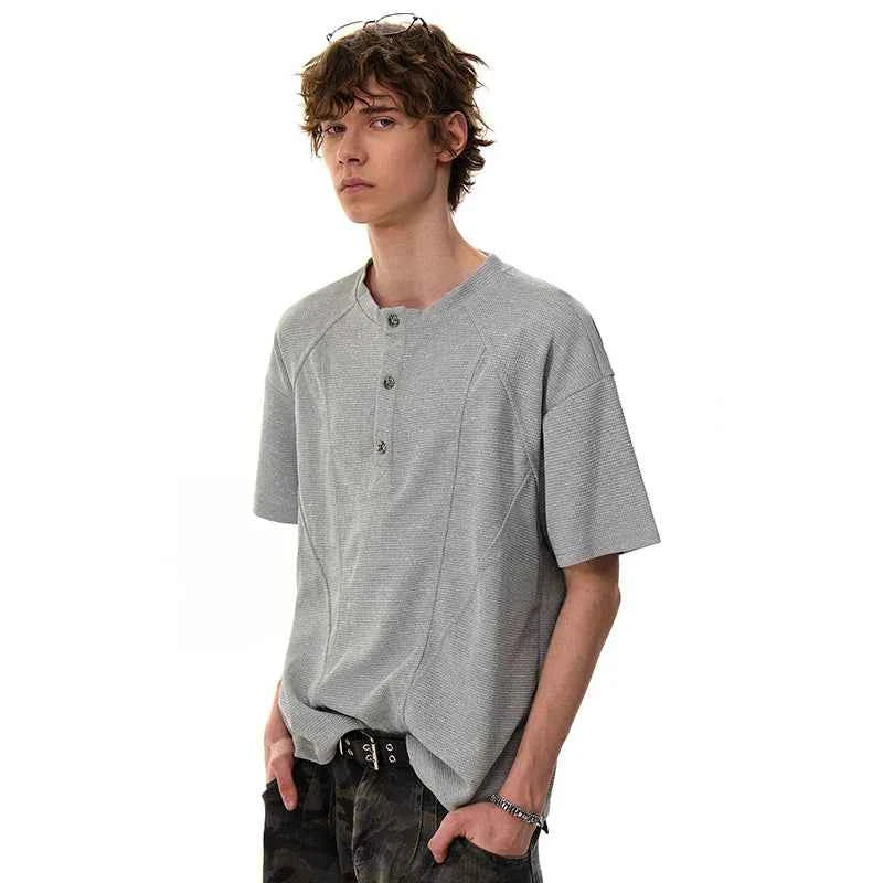 Stylish Solid Color Short Sleeve Button T-Shirt