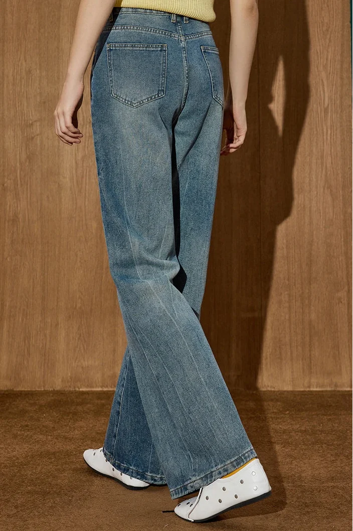 Comfortable Washed High Waist Flared Jeans - Luxuryurbanwear