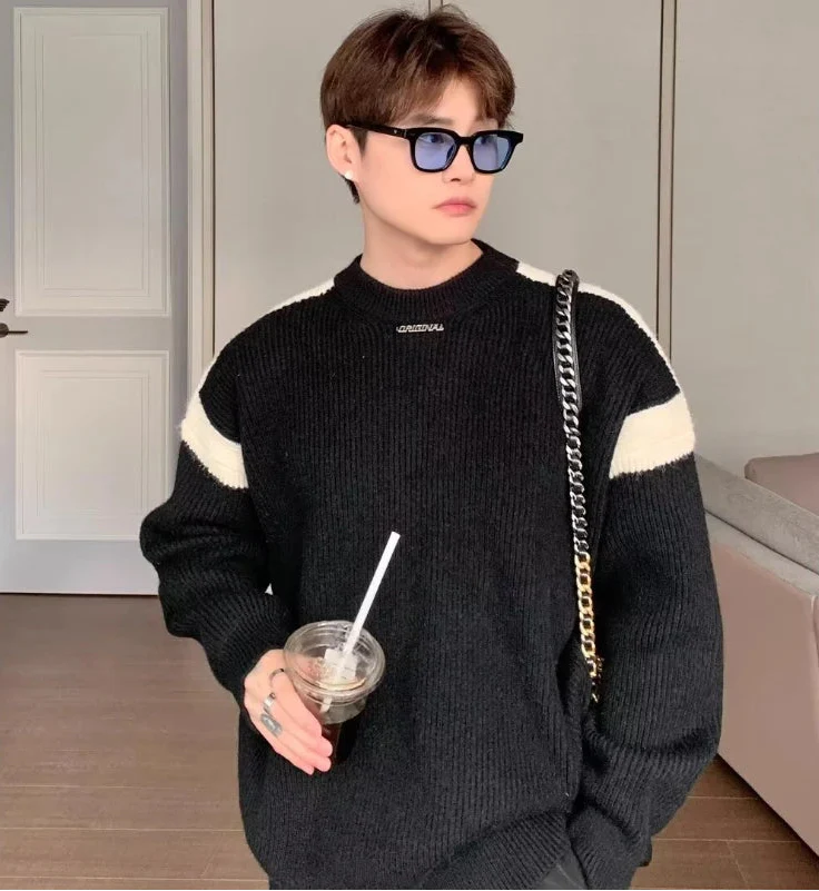 Streetwear Korean Style Round Neck Knit Sweater - Luxuryurbanwear
