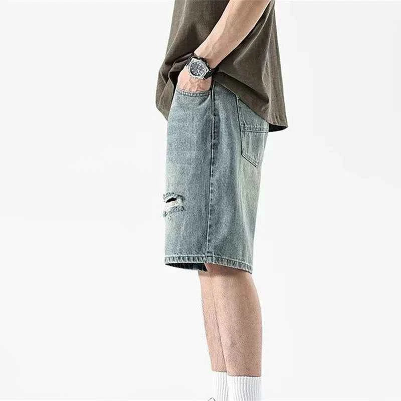 Streetwear Vintage Patchwork Distressed Denim Short