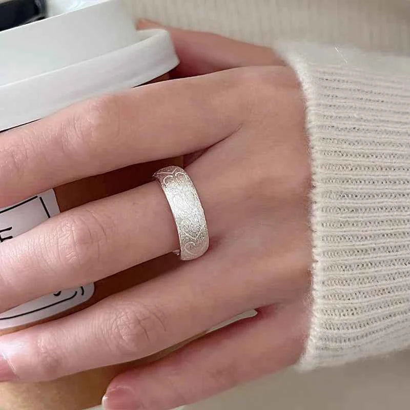 Heart Link Geometric Punk Stackable Ring