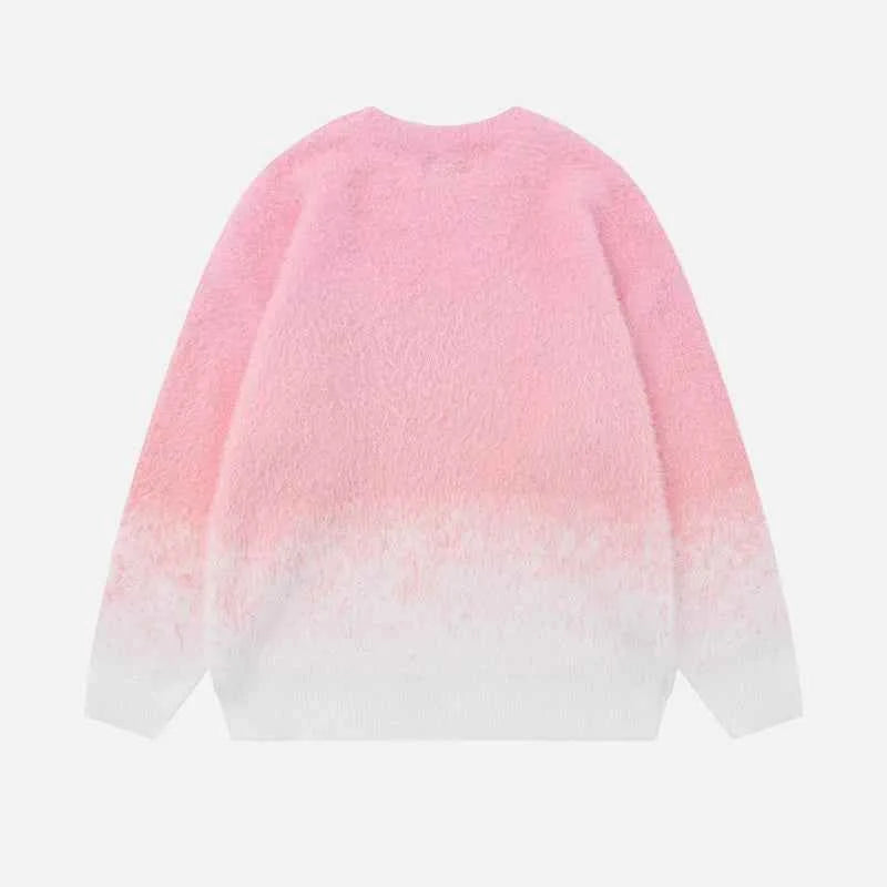 Fashionable Sky Ombre Gradient Fuzzy Sweater