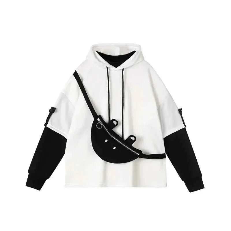 Streetwear Cozy Bear Patchwork Oversize Hoodie