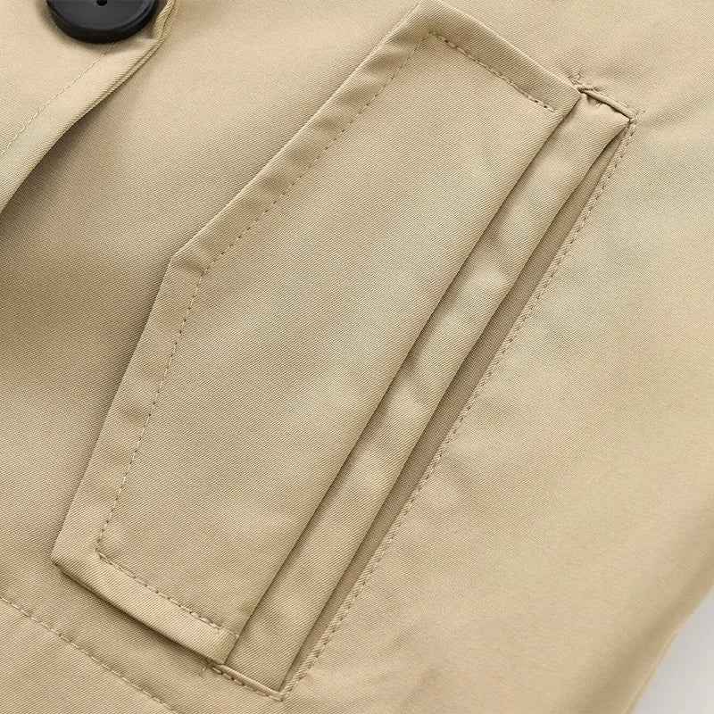 Vintage Double Breasted Lapel Neck Trench Jacket