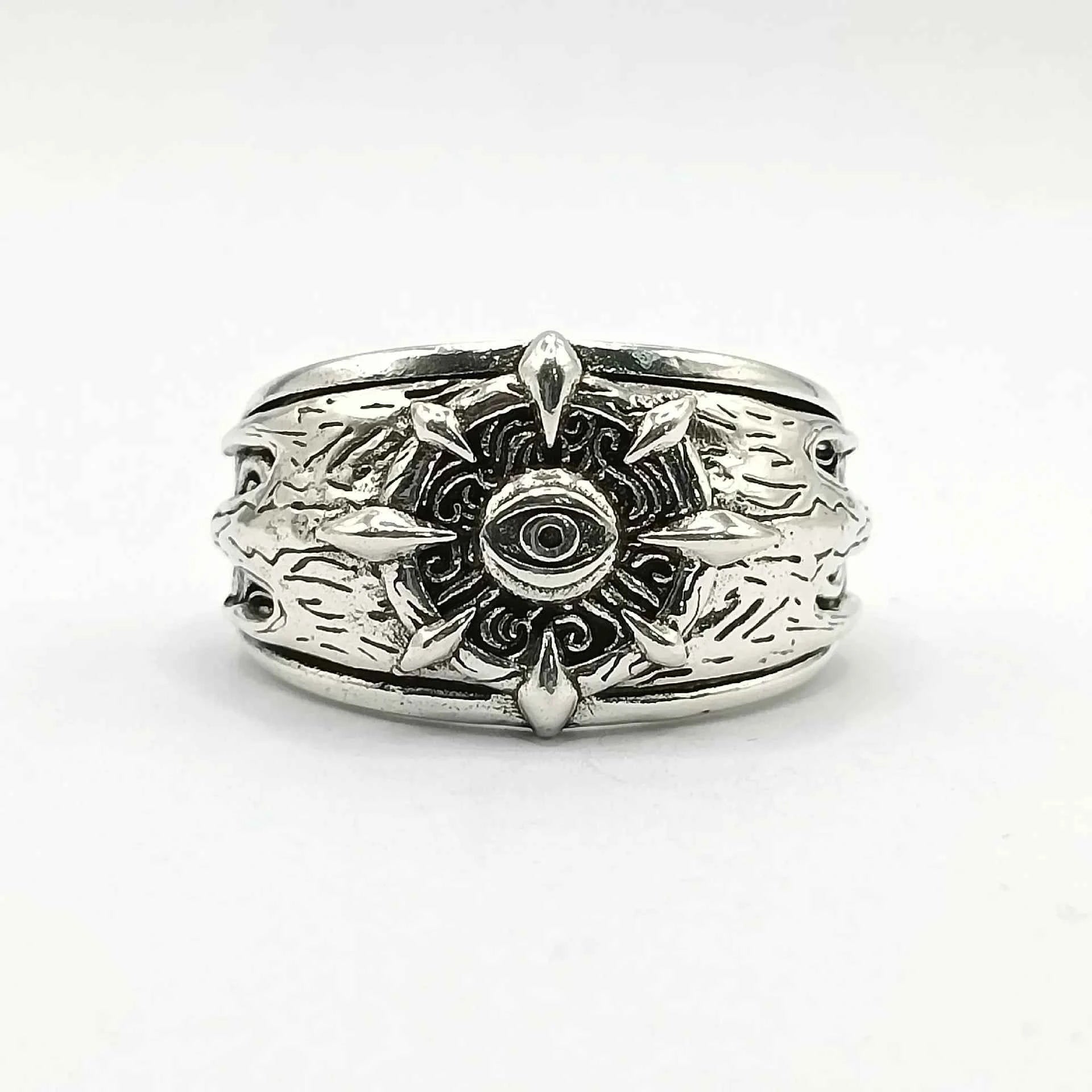 Retro Divine Hip Hop Eye Open Silver Ring