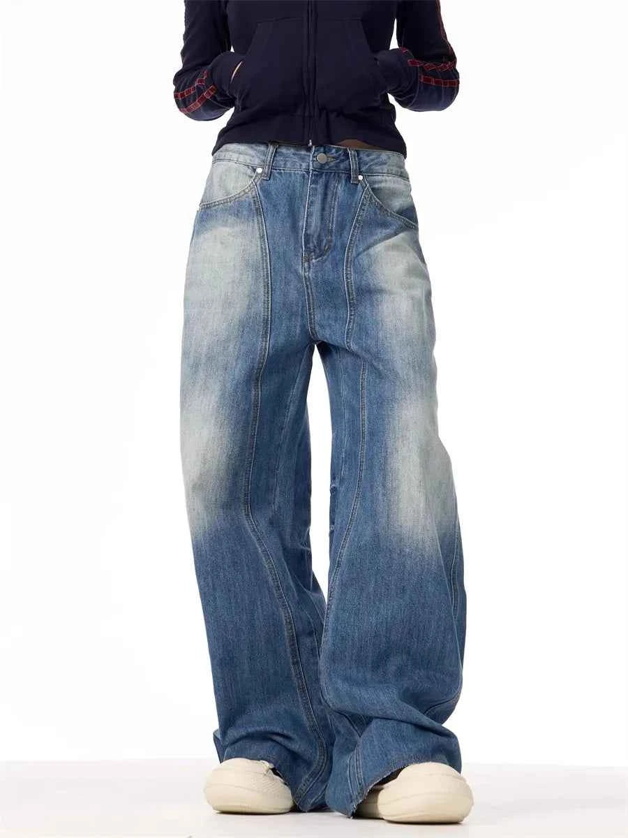 Wardrobe Staple Lightning Pattern Wide Leg Jeans