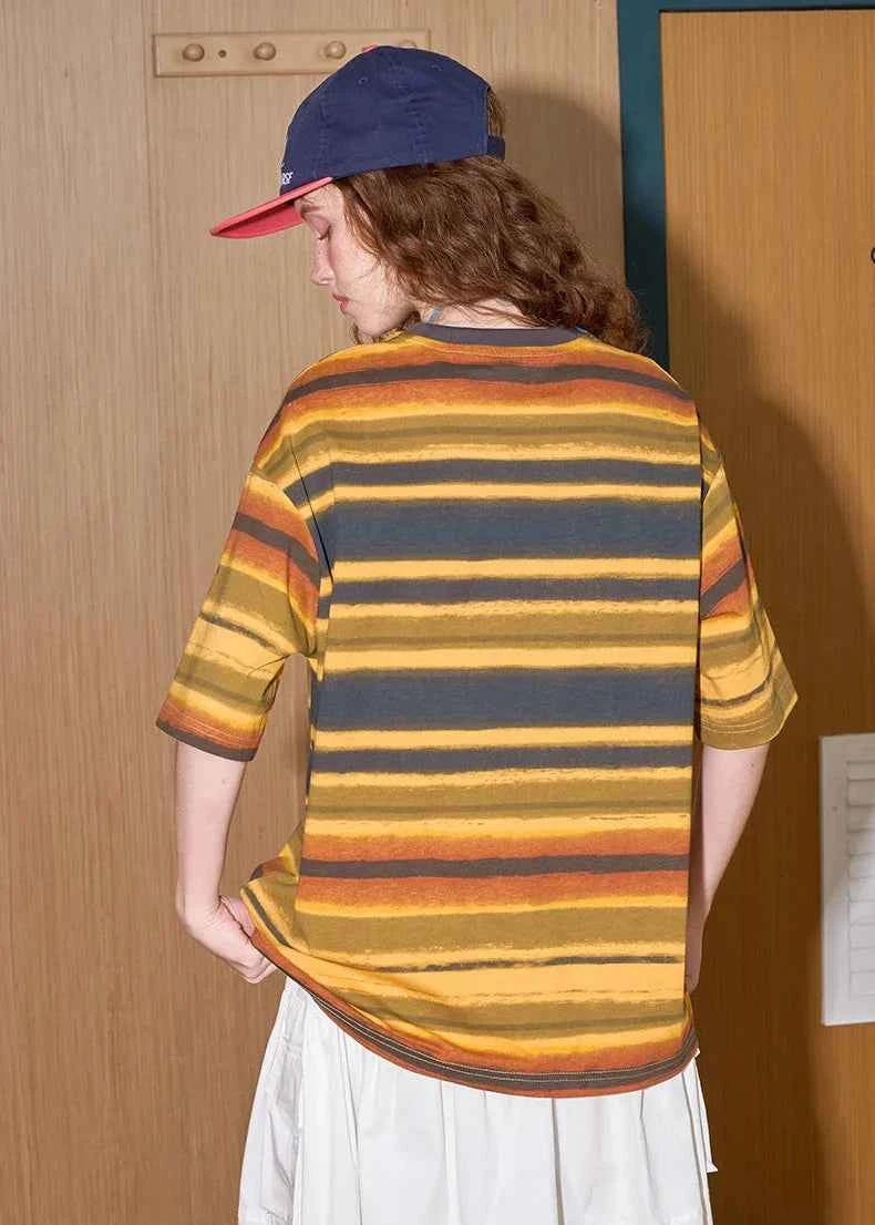 Y2K Lightweight Striped O-Neck T-Shirt