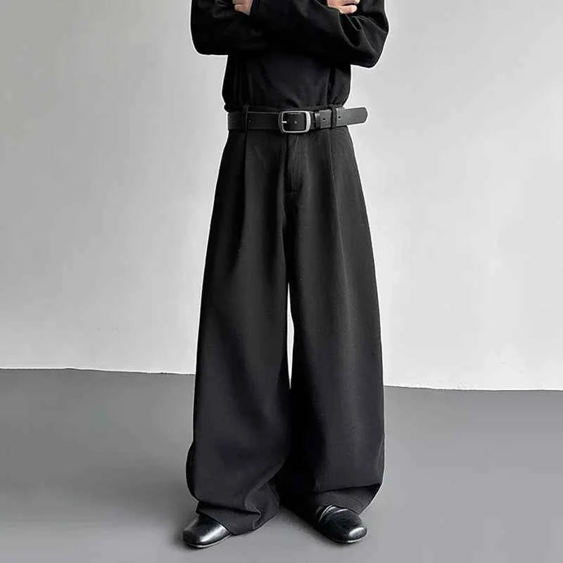 Pleated Style Solid Color Thickened Loose Pants