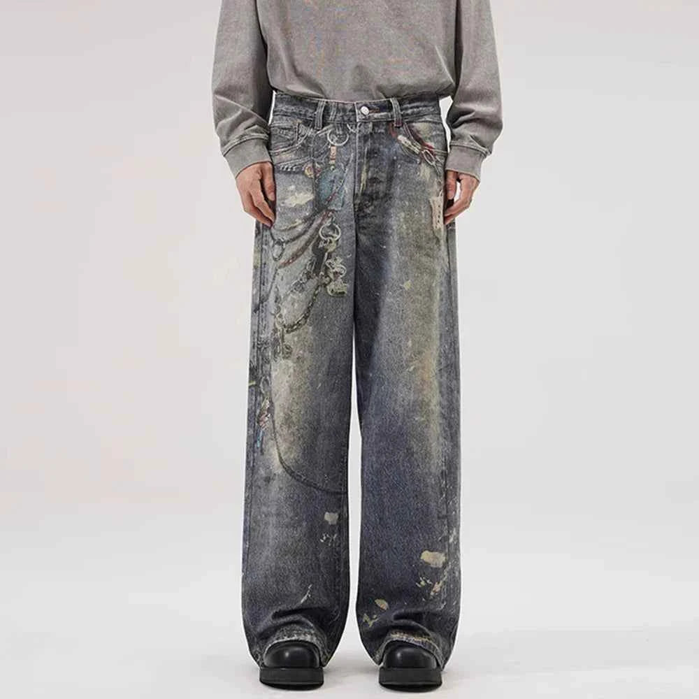 Y2K Chain Decoration Wide Leg Jeans
