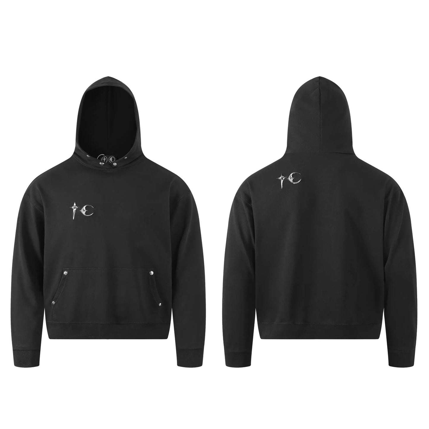 Metal Logo Star Moon Printed Hoodie - Luxuryurbanwear
