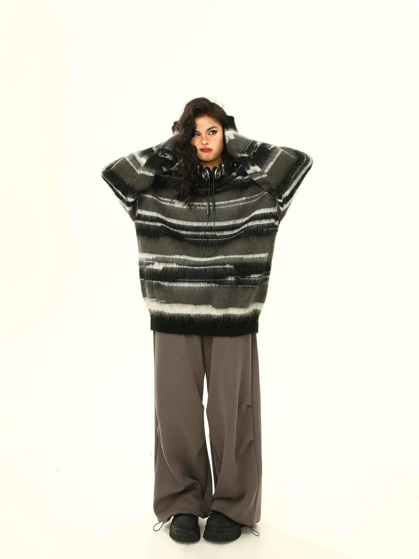 Retro Striped Color Matching Knit Sweater
