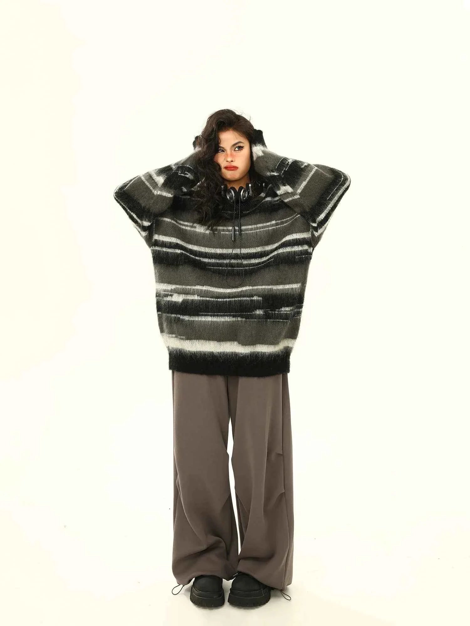 Retro Striped Color Matching Knit Sweater